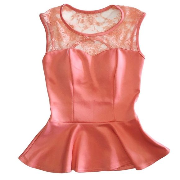 Peplum Shirt with Lace and Open Back - Picture 1 of 2